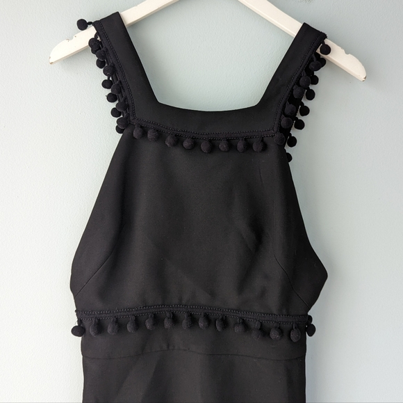 NWT Zara Black Pinafore Mini Dress w/Pompom Trim - Picture 11 of 14